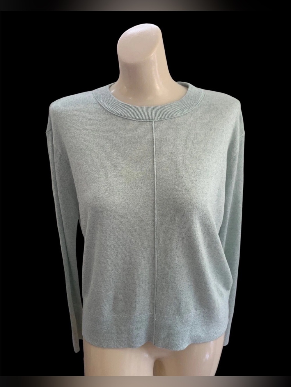 Club Monaco Mint Green Linen Viscose Seam-Front Knit Sweater Top Size XS